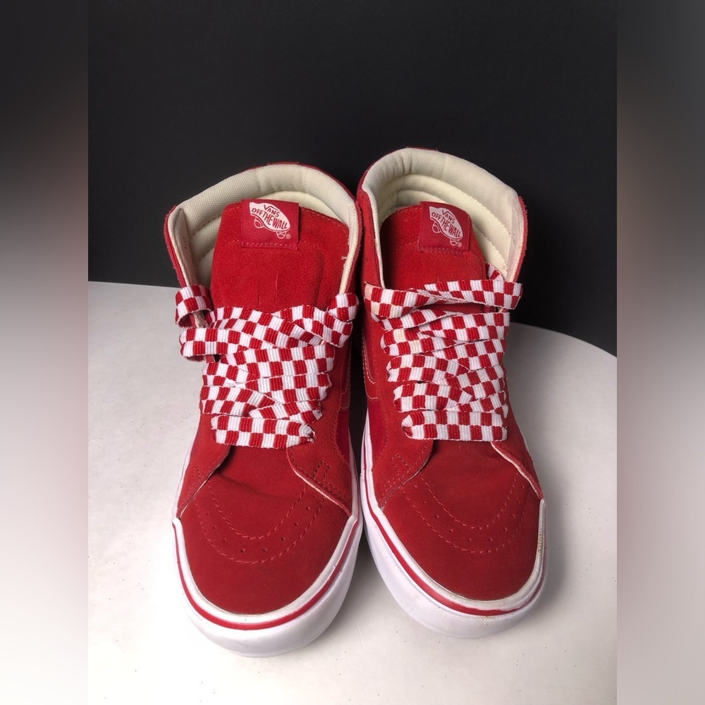 🍄Vans Red High-Tops with Checkered Laces🍄 - Picture 14 of 15